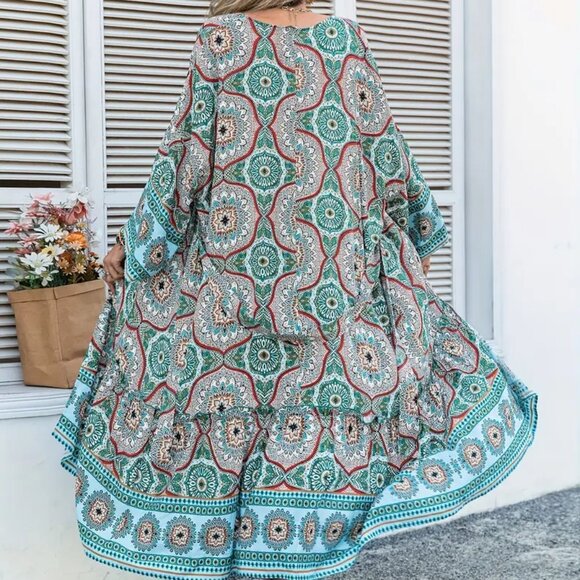 Boho Kimono Robe Cover Up Medallions & Belt NWT 🌿💙 - Picture 4 of 7